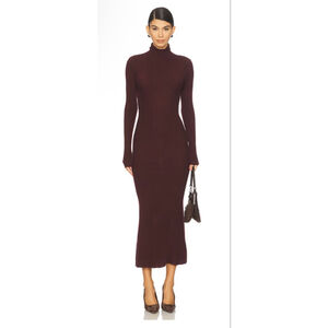 New Favorite Daughter from REVOLVE Long Sleeve Burgundy Ribbed Knit Midi Dress S